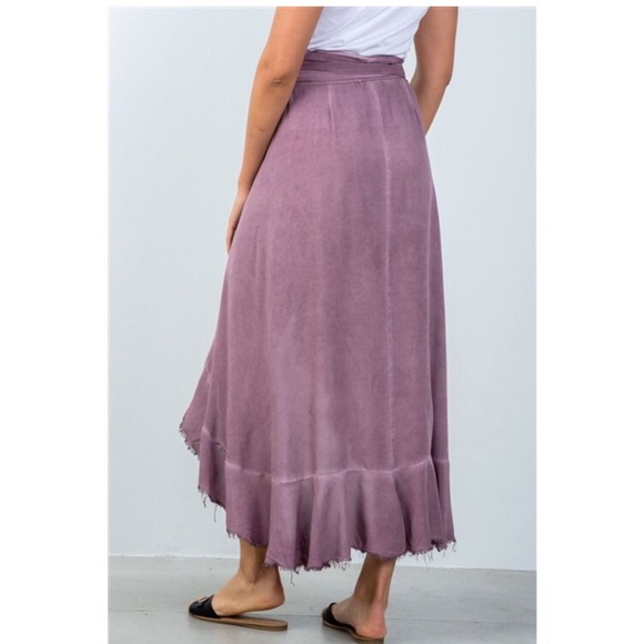 Lavender, distressed, high low skirt - Picture 2 of 5